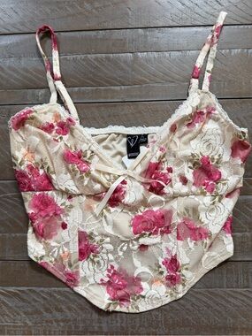 Windsor Fairycore floral  bustier Crop top with adjustable tank straps  New